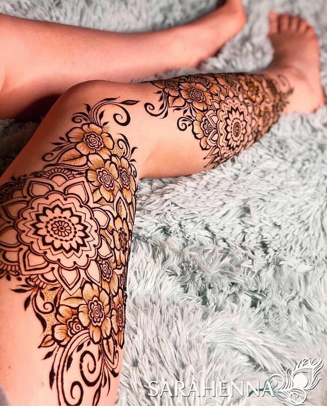 Full Leg Henna Designs