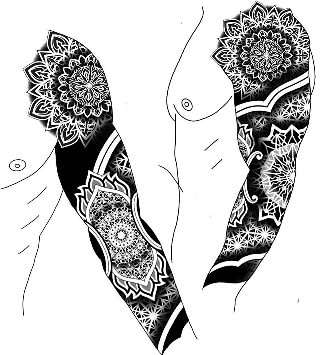 Geometric Tattoo Templates Black White Modern Traditional Shapes Vector