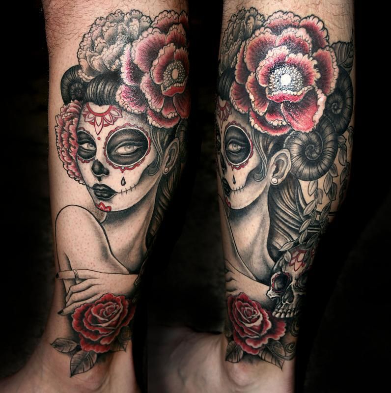 Gorgeous Skull Girl Tattoo Sugar Skull Tattoos Skull Tattoo Design