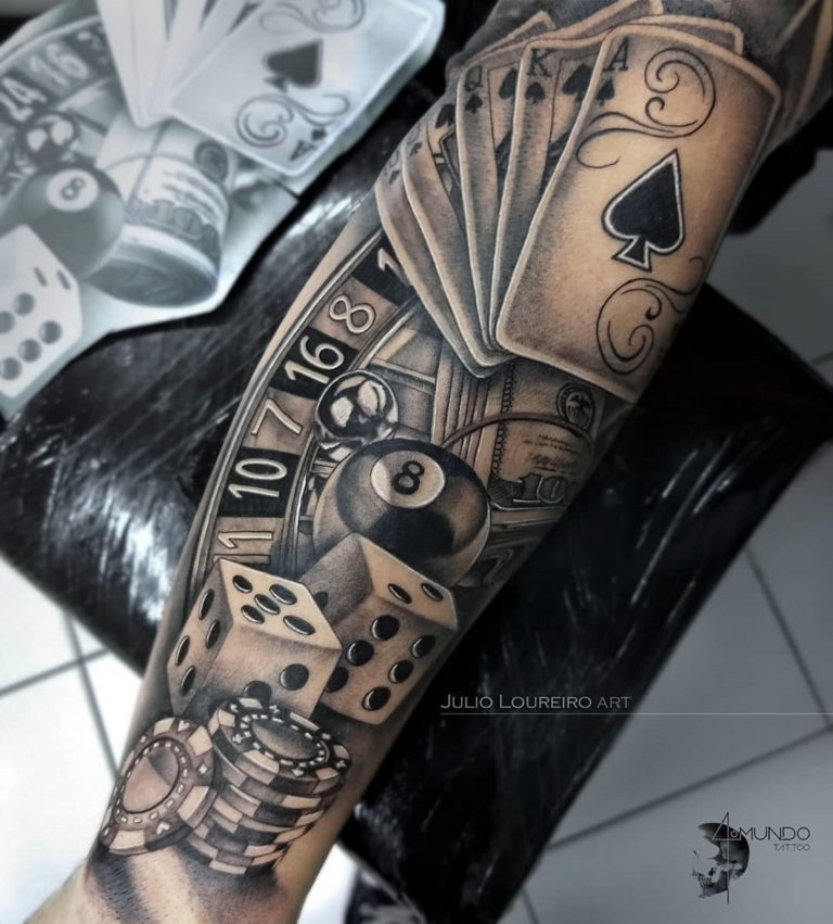 Grey Ink Dice And Gambling Tattoo Design Tattoo Ideas Tattoos