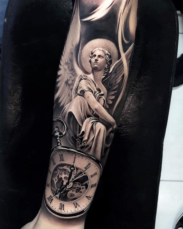 Guardian Angel By Coldgraytattoo Guardian Angel Tattoo Designs