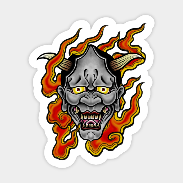 Hannya Mask Tattoo Design Old Sticker Teepublic