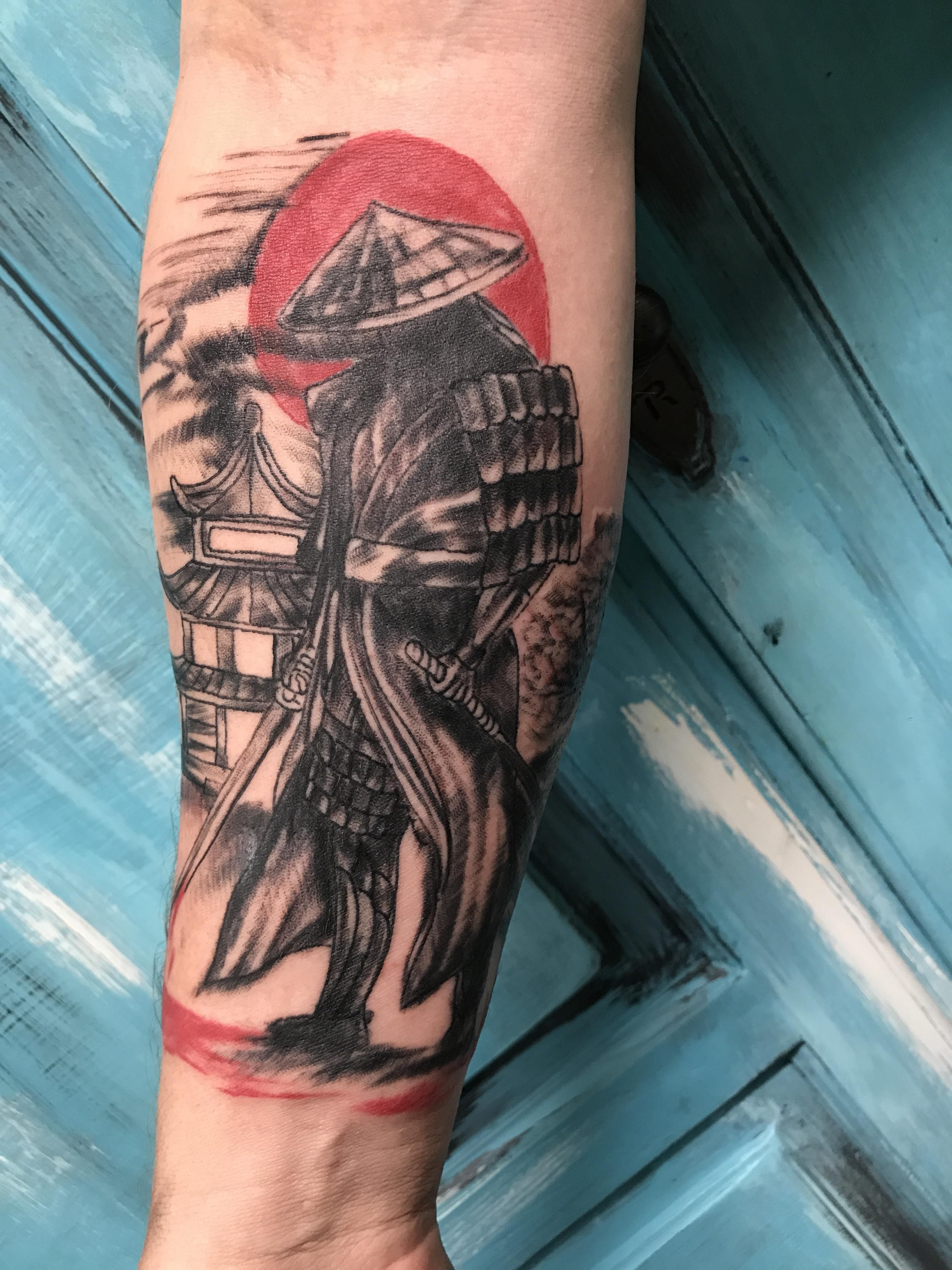 Japanese Samurai Tattoo On Half Sleeve For Men Samurai Tattoo Design