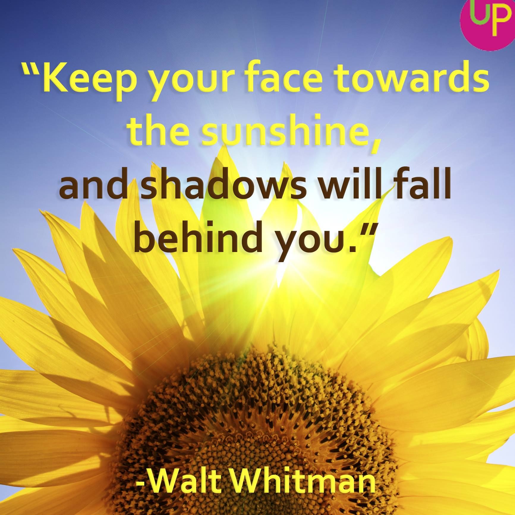 Keep Your Face Always Towards The Sunshine And The Shadows Will Fall Behind You Walt Whit