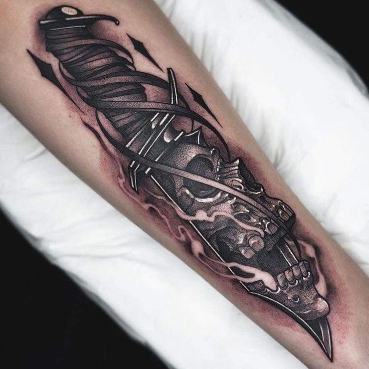 Knife Skull Geometric Tattoo Tattoos Skull