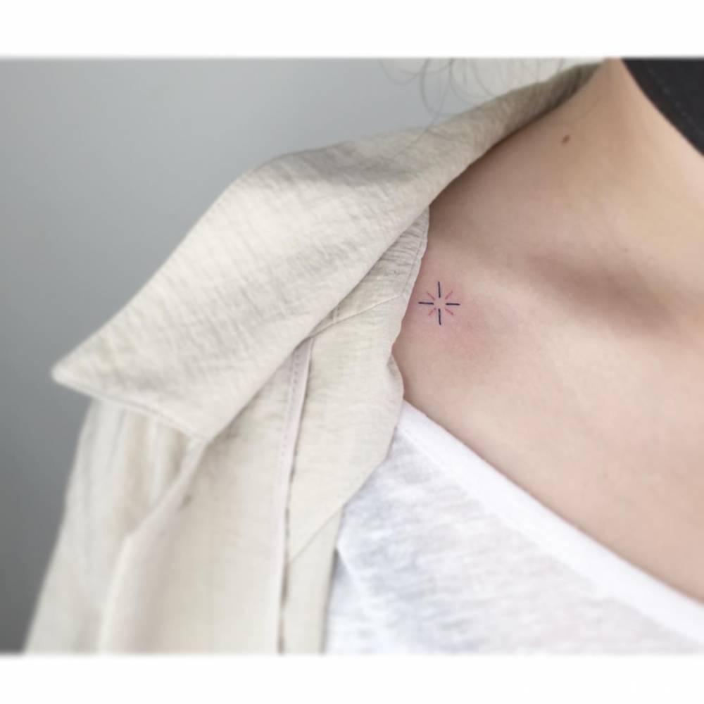 Minimalistic Stars Tattoo Located On The Collarbone