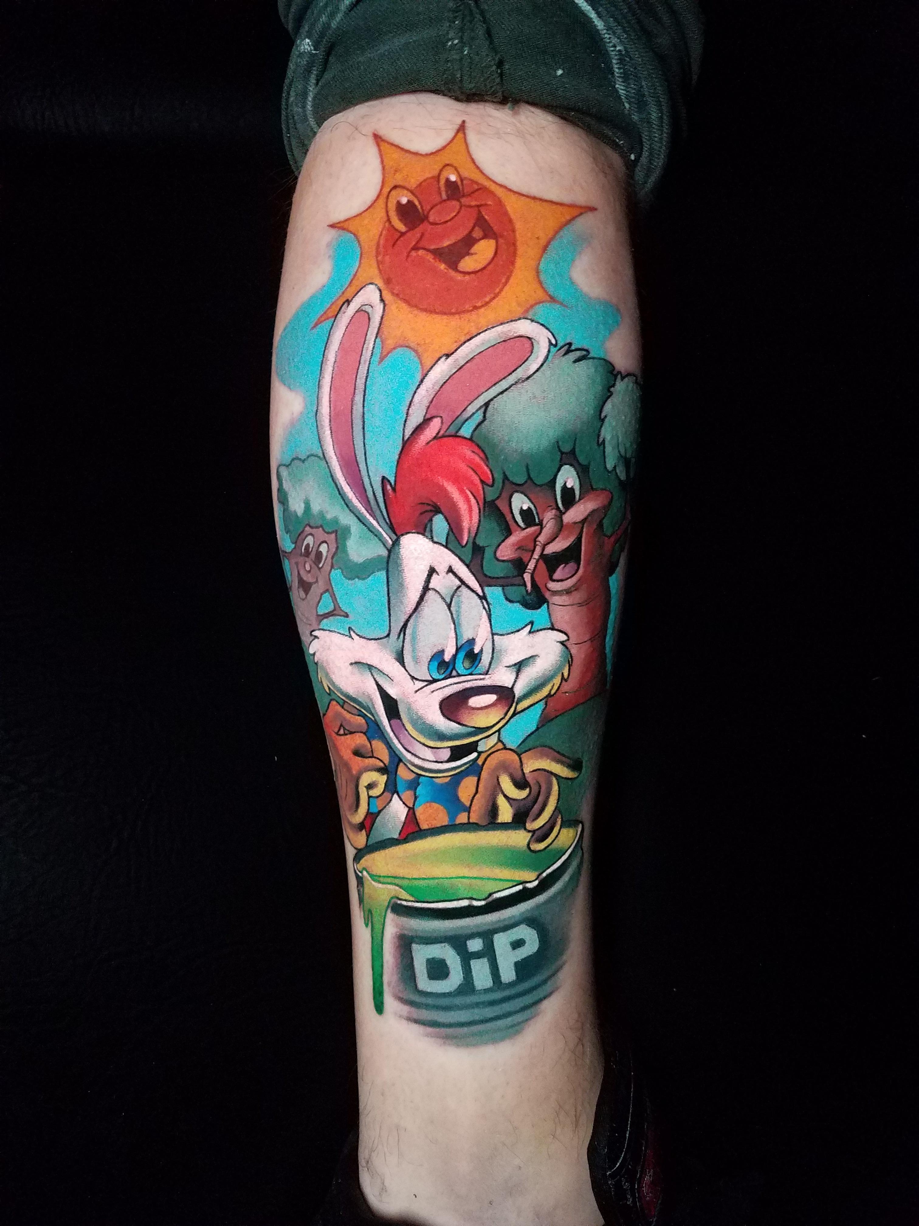 My Roger Rabbit Calf Tattoo Done By Shaun Flinn R Tattoo