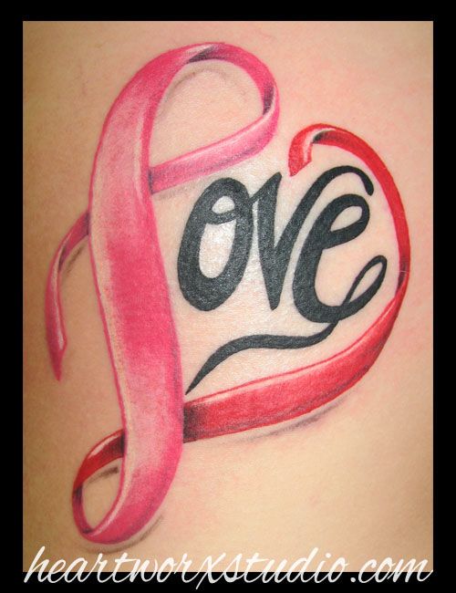 Nice Way To Incorporate Two Ribbons Cancer Ribbon Tattoos Pink