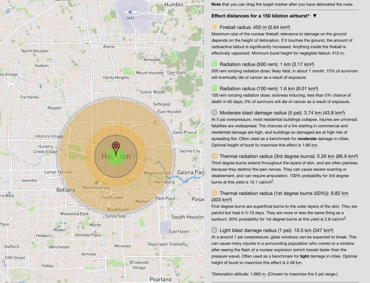 Nuclear Bomb Blast Radius Interactive Map