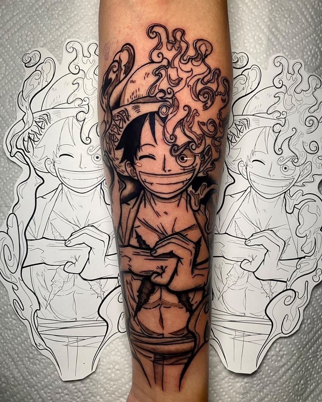 One Piece S Luffy Tattooed On The Inner Forearm