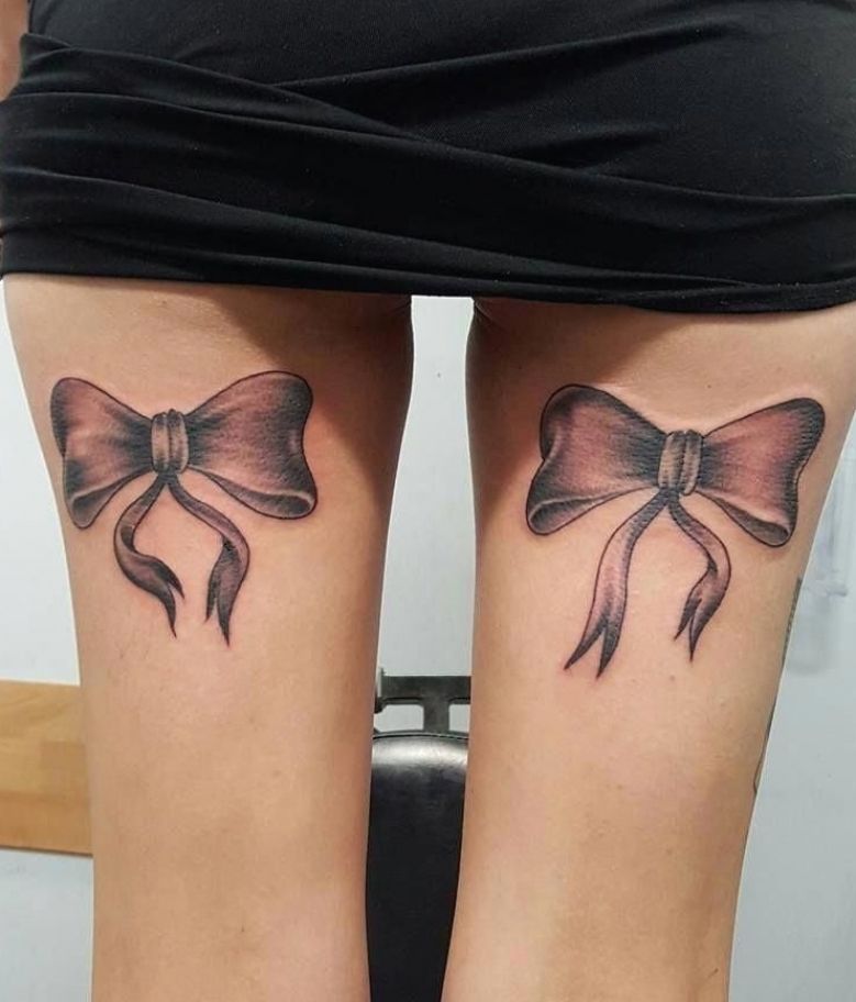 Ornamental Bow Tattoos On Women Tattoos Lace Bow Tattoos Leg