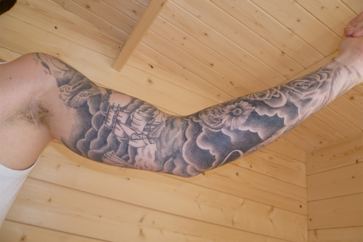 Picture Of Full Sleeve Cloud Tattoo