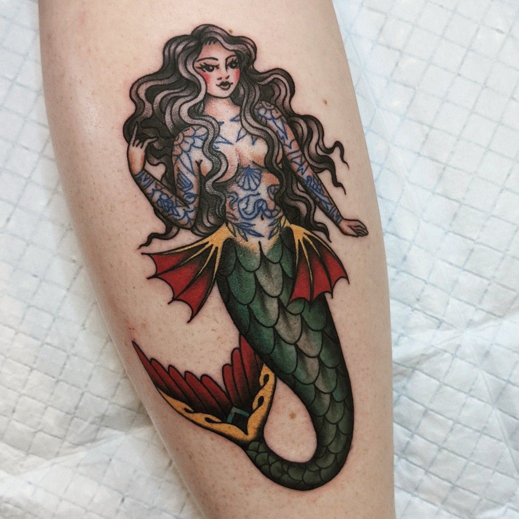 Pin By Carrie S On Mermaids Traditional Mermaid Tattoos Mermaid