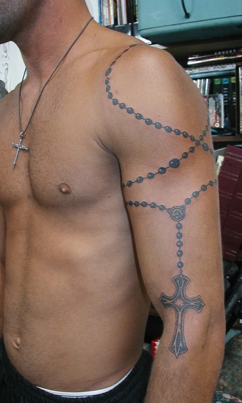 Pin By Tanou On Ink Tattoos For Guys Rosary Tattoo Arm Rosary Bead