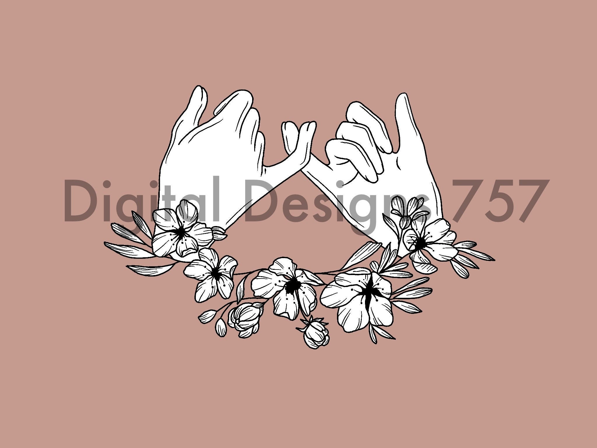 Pinky Promise Flower Tattoo Design Etsy