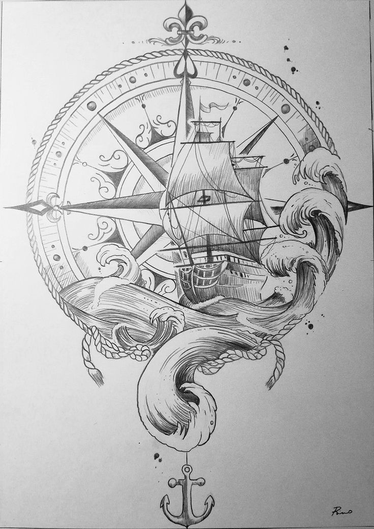 Pirate Ship Pirate Ship Tattoo Drawing Pirate Compass Tattoo Compass Tattoo Design