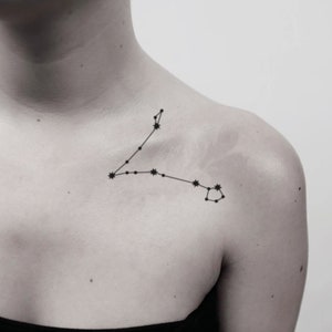 Pisces Constellation Temporary Tattoo Sticker Set Of 2 Etsy