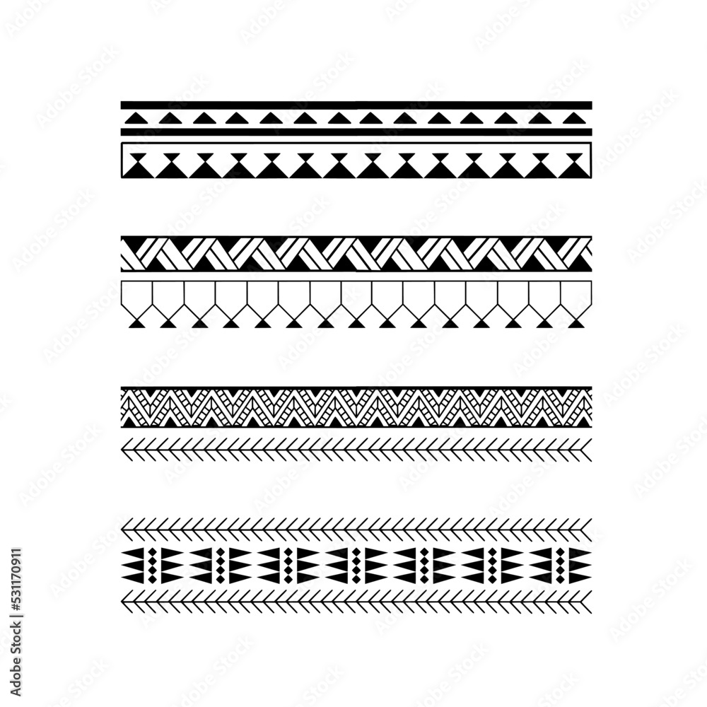 Polynesian Armband Tattoo Stencil Pattern Samoan Black And White Texture Stock Vector