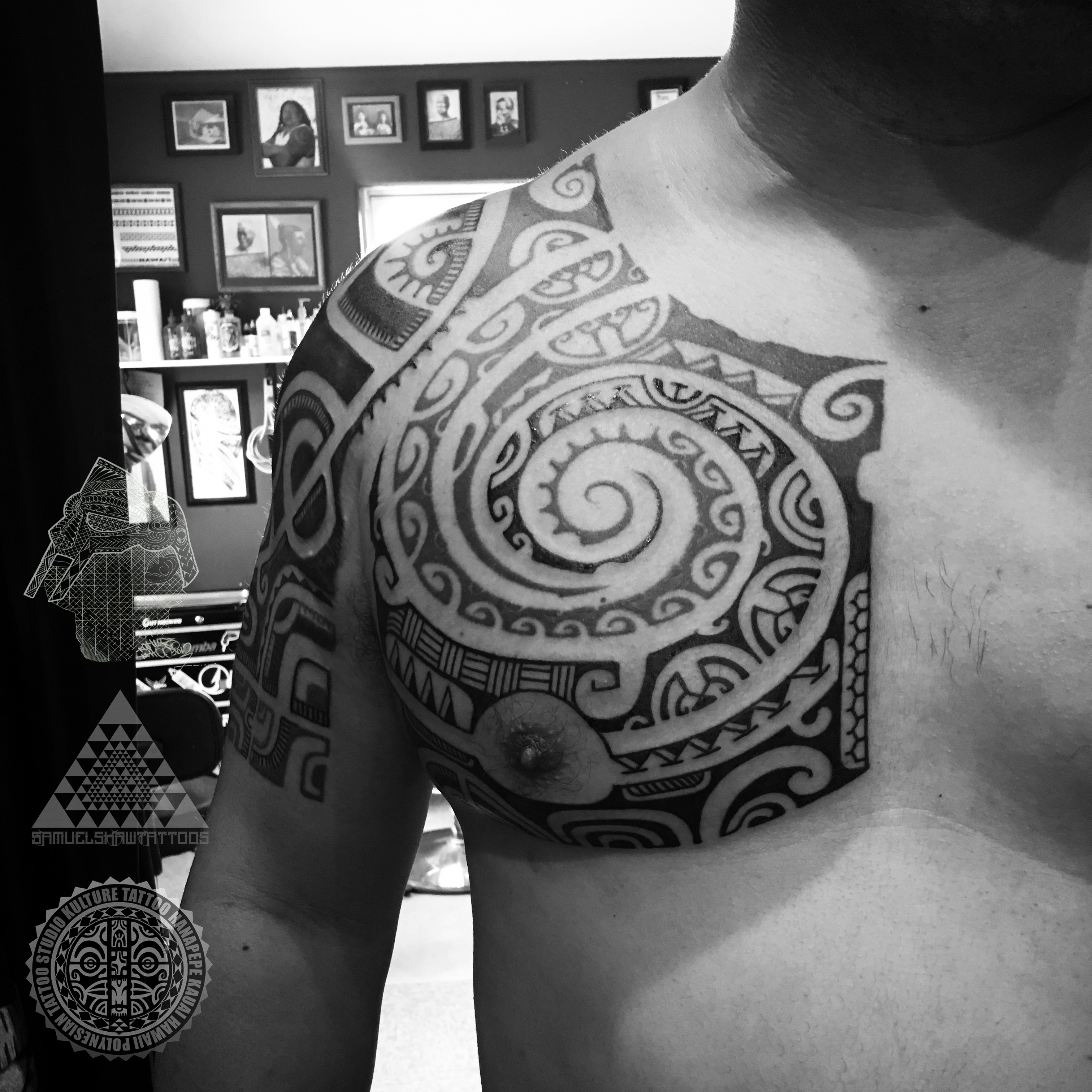 Polynesian Chest Tattoo By Samuel Shaw Kulture Tattoo Kollective