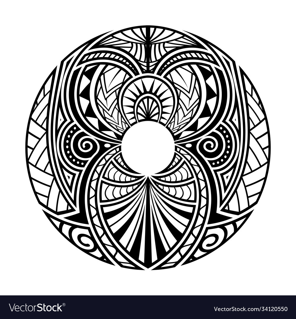 Polynesian Maori Ethnic Circle Tattoo Stock Vector Illustration Of