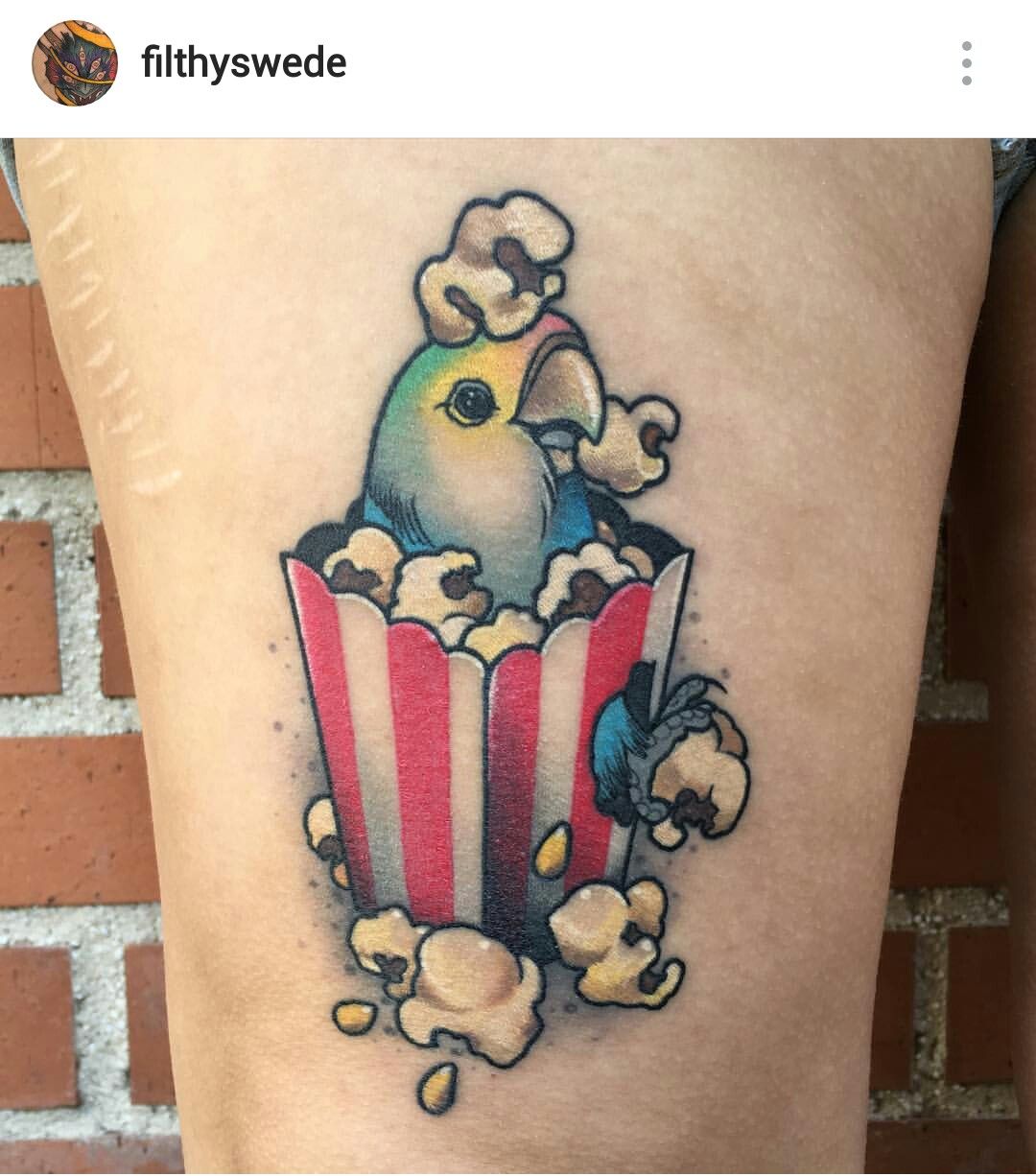 Popcorn Parakeet Tattoo By Filthy Swede Parakeet Colors Parakeet