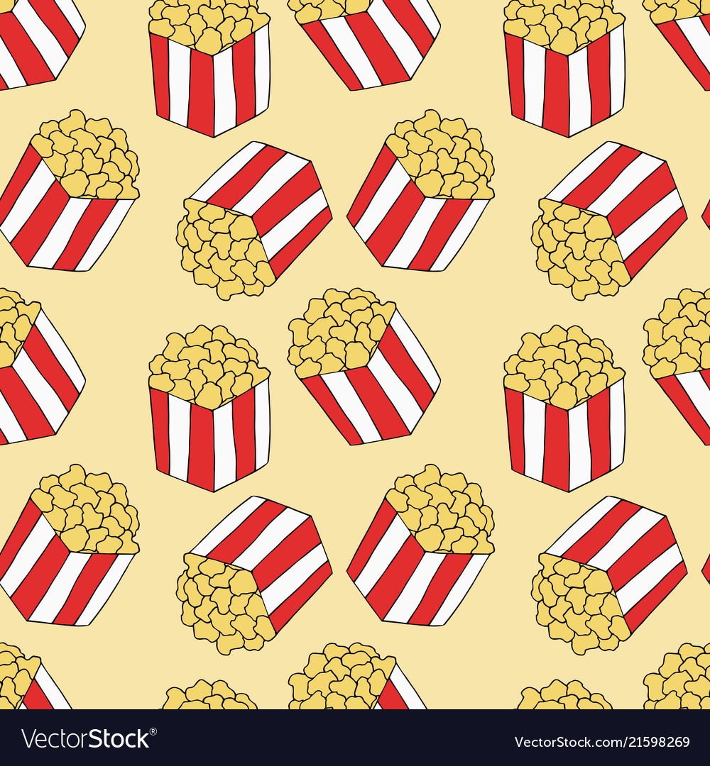 Popcorn Seamless Vector Patterns Vector Pattern How To Draw Popcorn