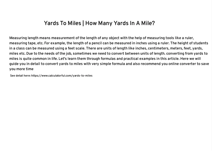 Ppt Yards To Miles Conversion Powerpoint Presentation Free Download