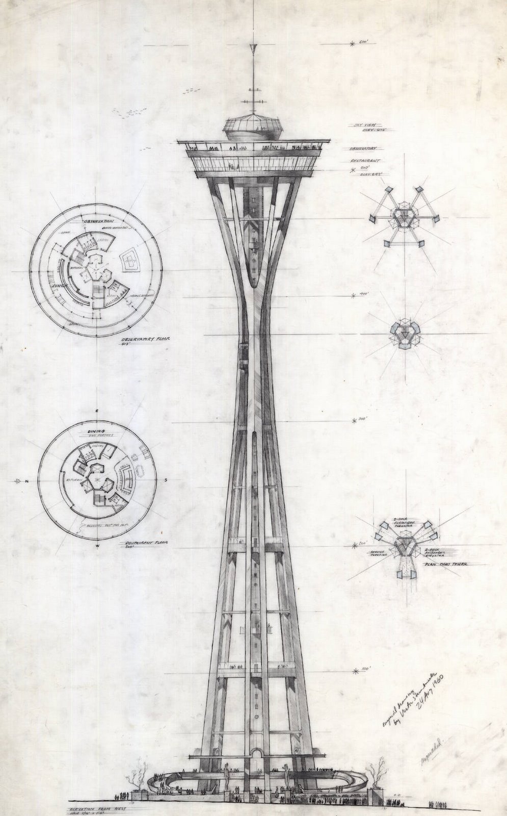 Preliminary Design Of The Space Needle For The 1962 Seattle World S