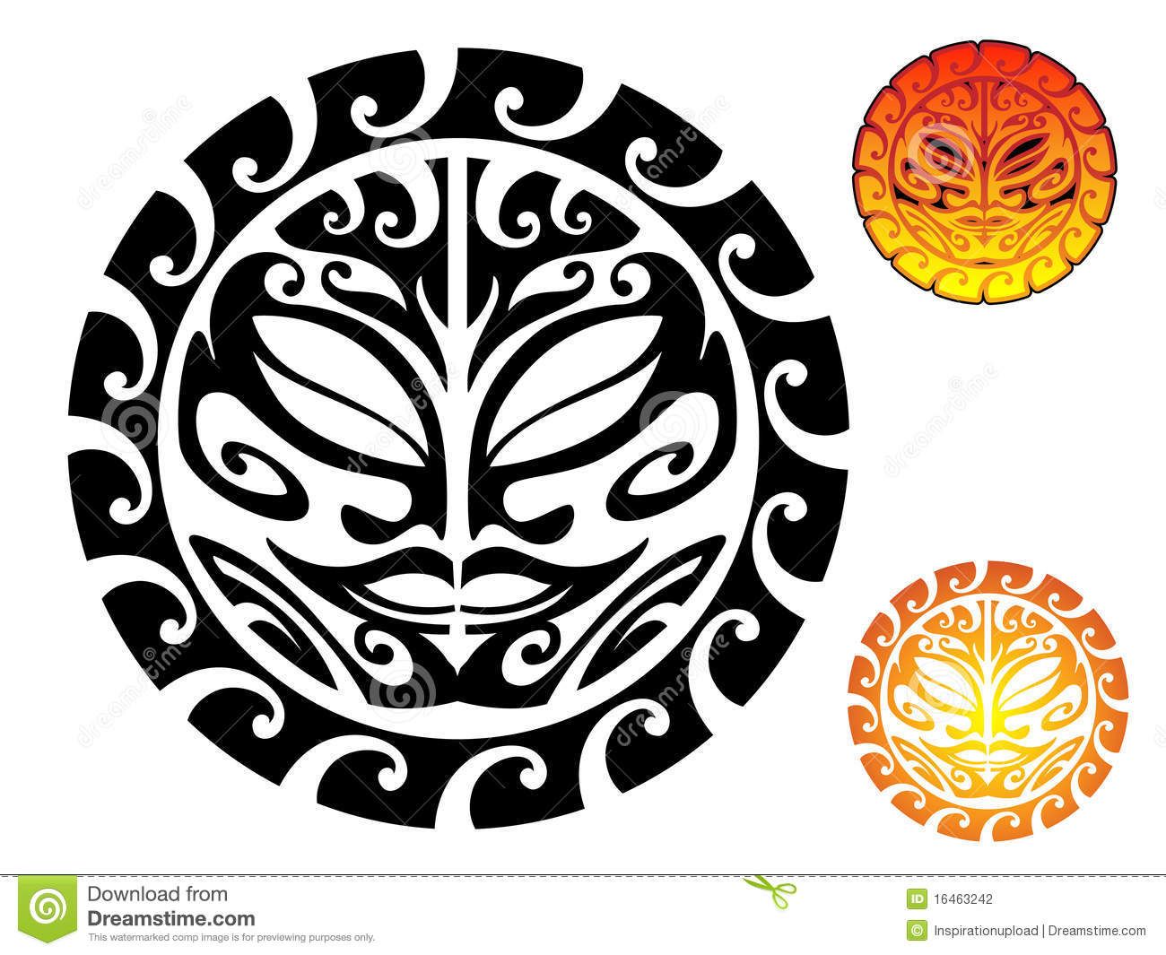 Premium Photo Polynesian Sun Face Maori Tattoo Style