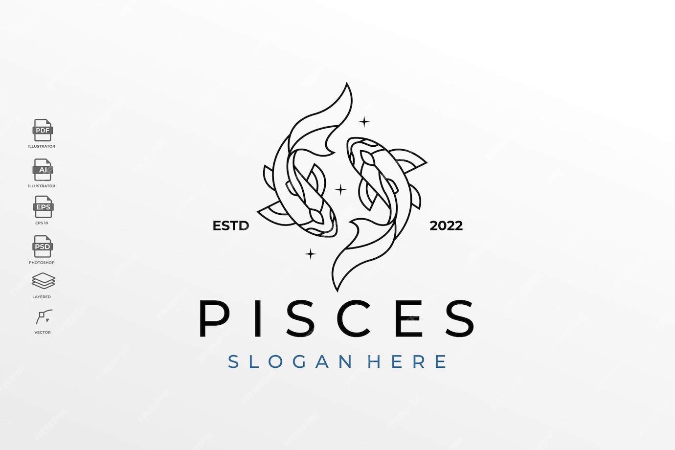 Premium Vector Brand New Design Lineart Zodiac Pisces Tattoo Illustration