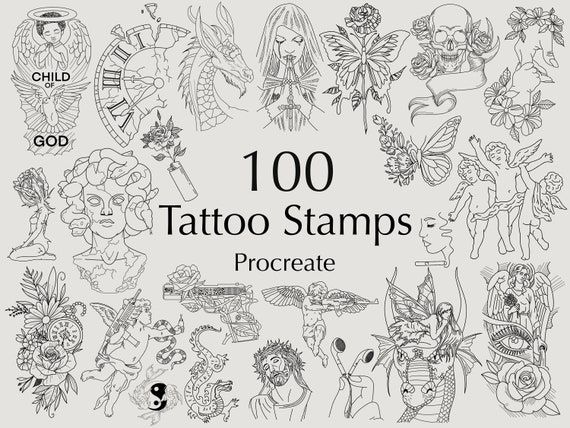 Procreate Tattoos Procreate Tattoo Brushset Tattoo Stencil Etsy Uk