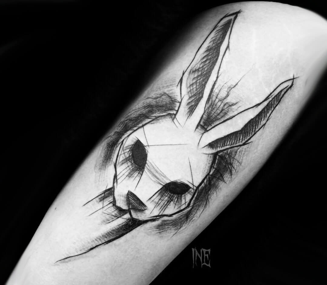 Rabbit Head Tattoo By Inne Tattoo Sketch Style Tattoos Tattoos