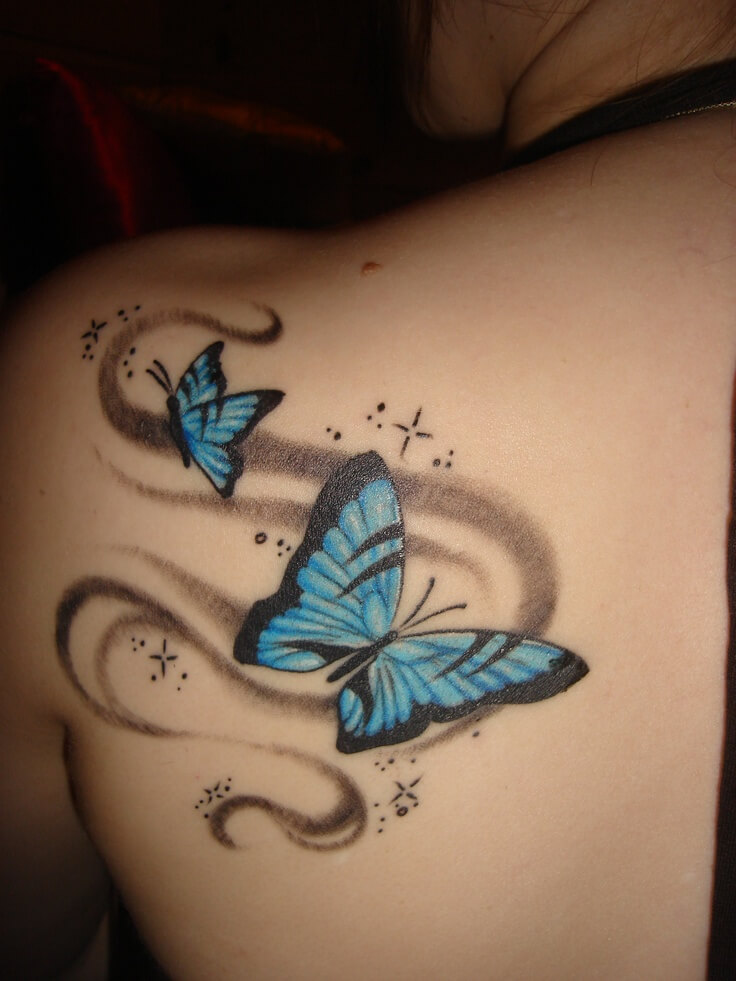 Rainbow Butterfly Shoulder Tattoo Butterfly Tattoo Designs Shoulder