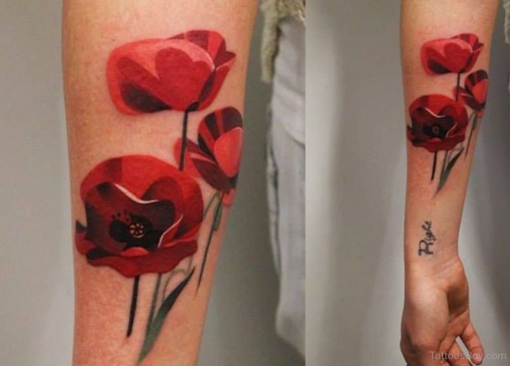 Red Poppy Wrist Tattoo