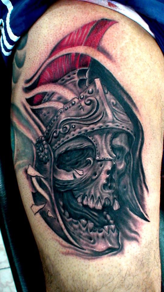 Roman Soldier Skull Tattoo