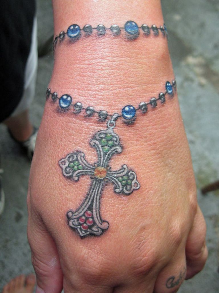 10 Stunning Rosary Bead Wrist Tattoo Designs