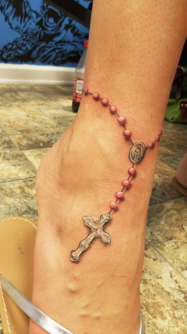 Rosary Foot Tattoos Ankle Tattoos For Women Rosary Tattoo