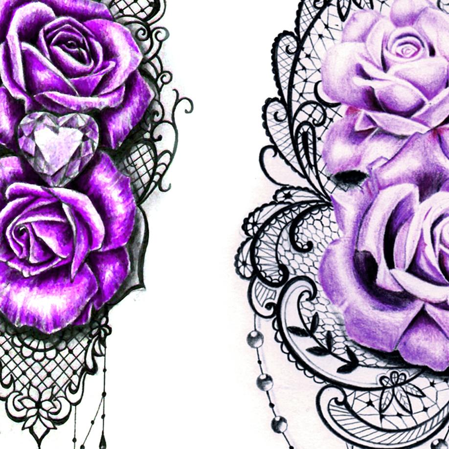 25 Stunning Rose and Lace Tattoo Designs