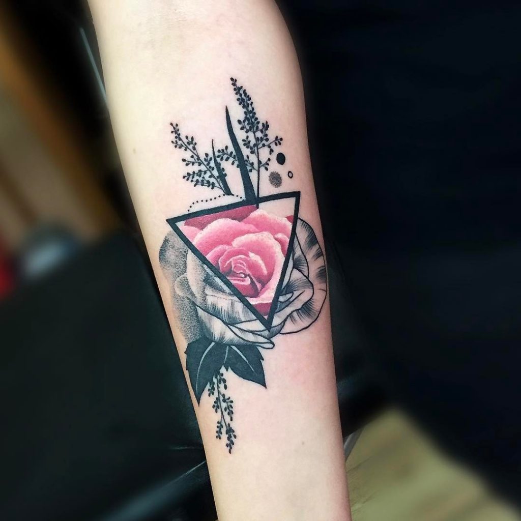 Rose In A Triangle Tattoo D Vme