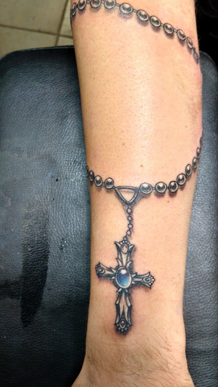 Elegant Rose Rosary Beads Tattoo Design Ideas