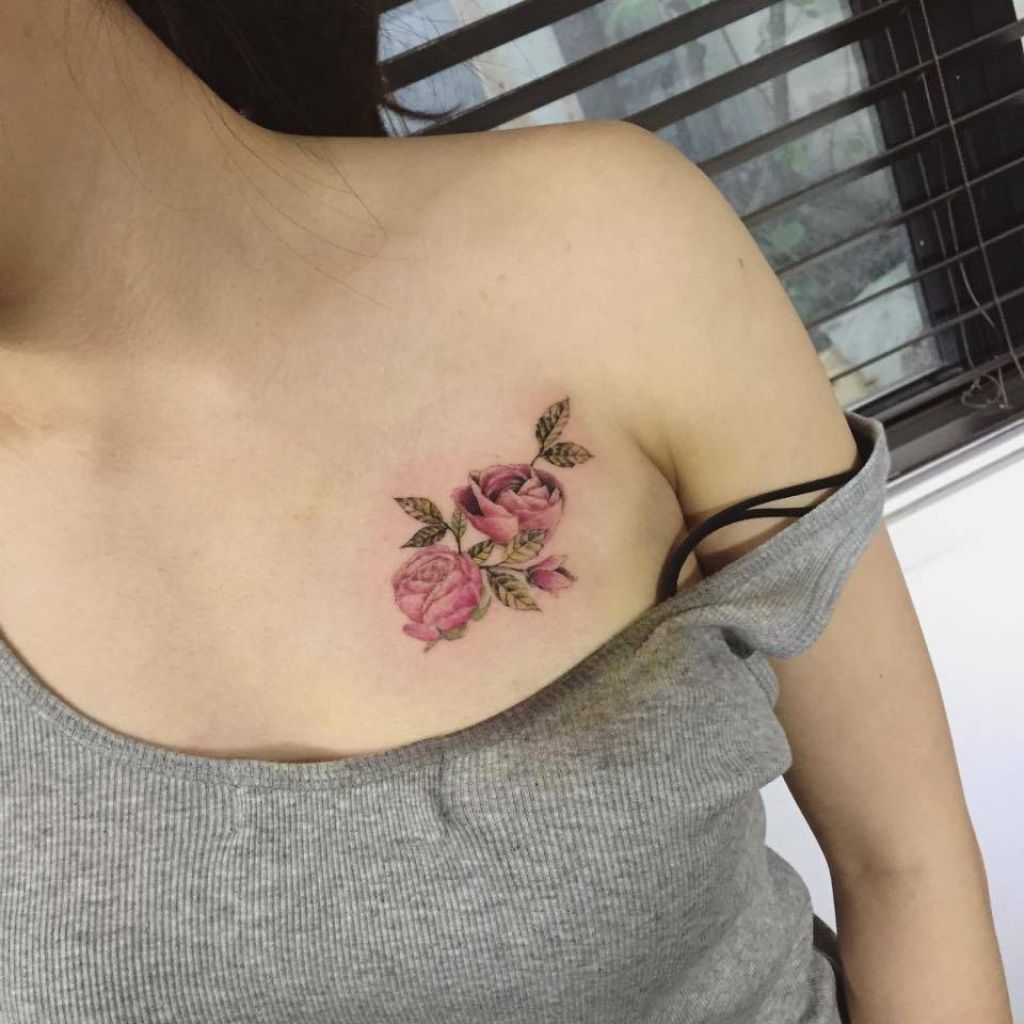 Rose Tattoo For Women Chest