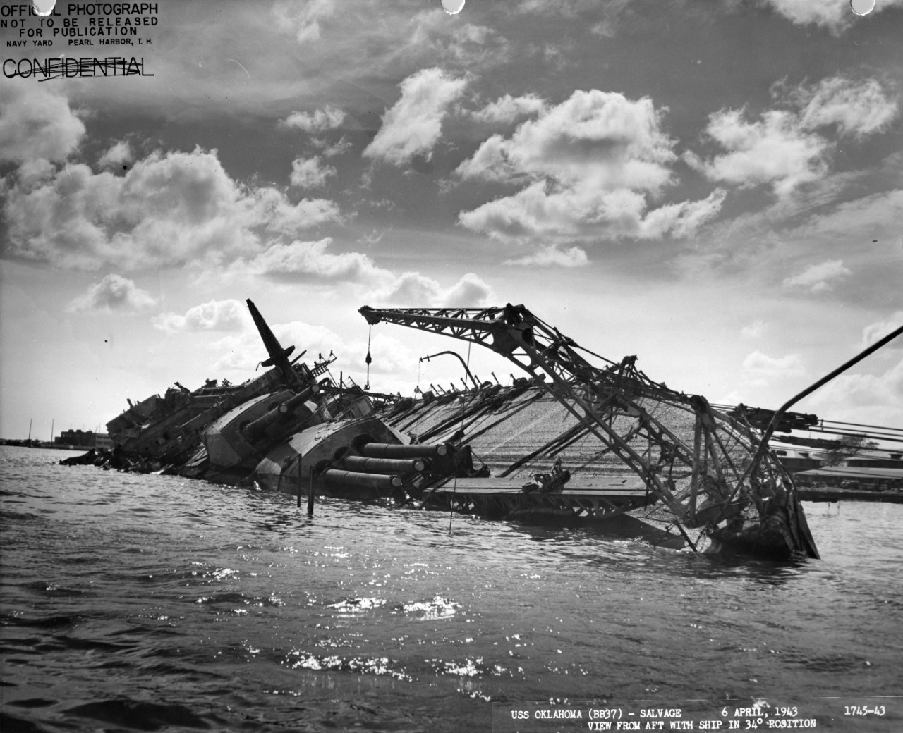 Salvage Operations Uss Oklahoma Bb 37 Sunk During The Pearl Harbor