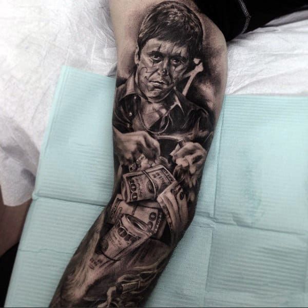 Scarface Full Leg Tattoos Montana Tattoo Forearm Sleeve Tattoos