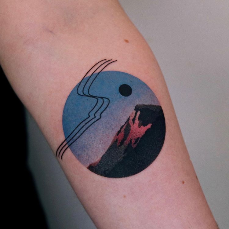 Sea Mountain And Sky Inspired Abstract Tattoo On The