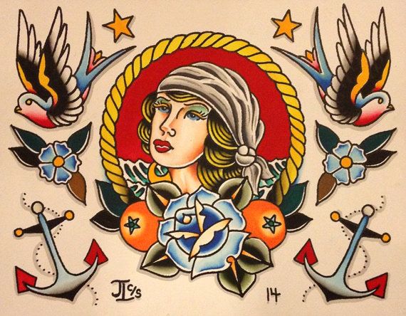 Seafarer Traditional Tattoo Flash Painting By Joshlambtattoo Traditional Tattoo Flash Tattoo