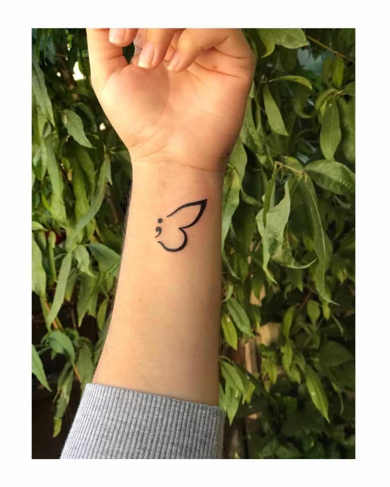 7 Stunning Semicolon Butterfly Tattoo Design Ideas