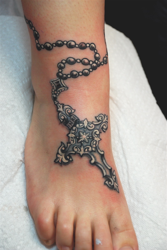 Share 56 Rosary Tattoo On Foot Best In Cdgdbentre