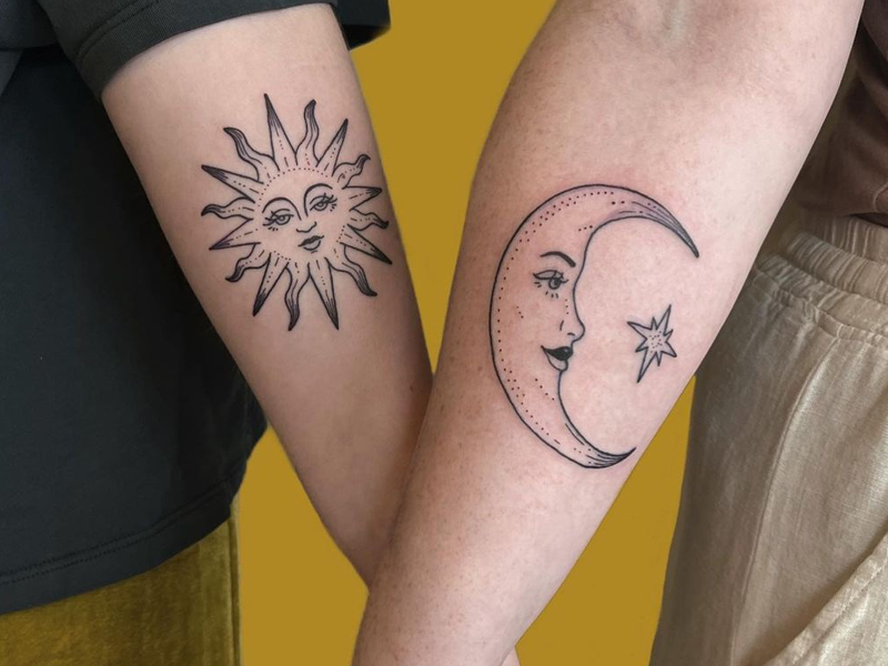 Share More Than 72 Sun And Moon Tattoo Matching Best In Coedo Com Vn