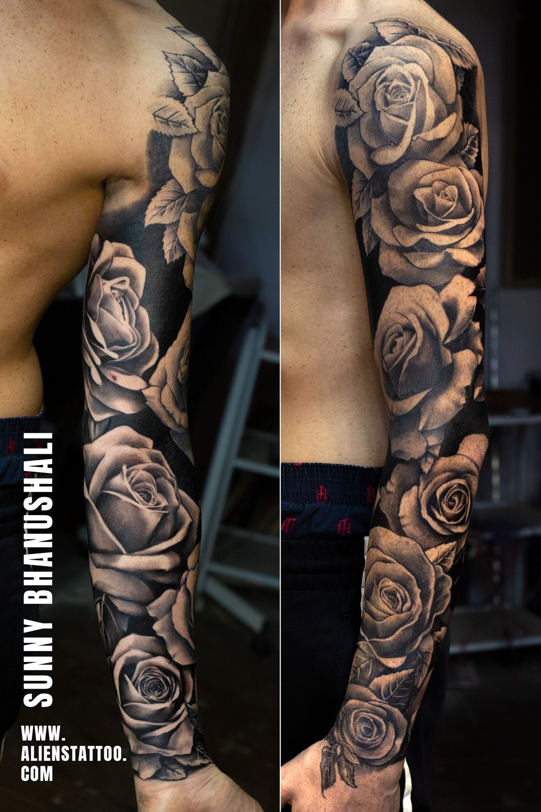 5 Stunning Skull and Rose Sleeve Tattoo Designs