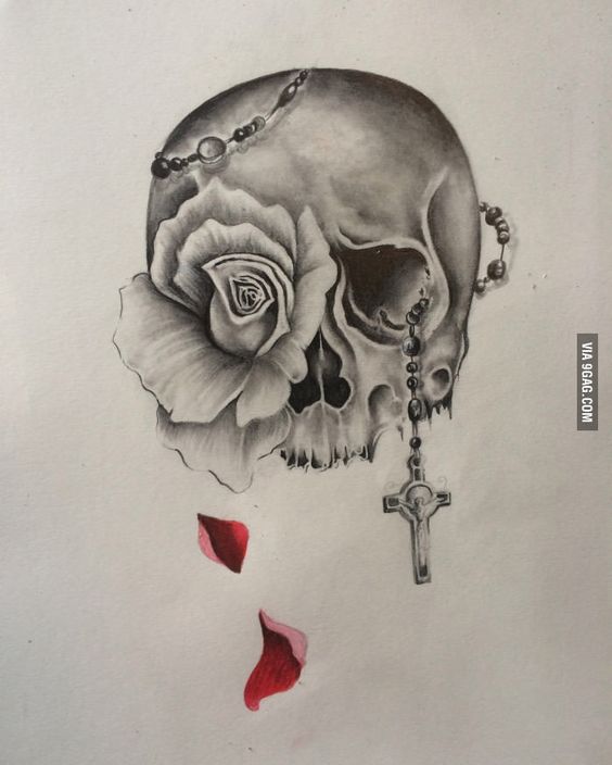 Skull And Roses Tattoo Art Designs